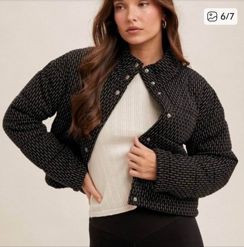 Hem & Thread Textured Puffer Jacket NWT - Picture 3 of 9